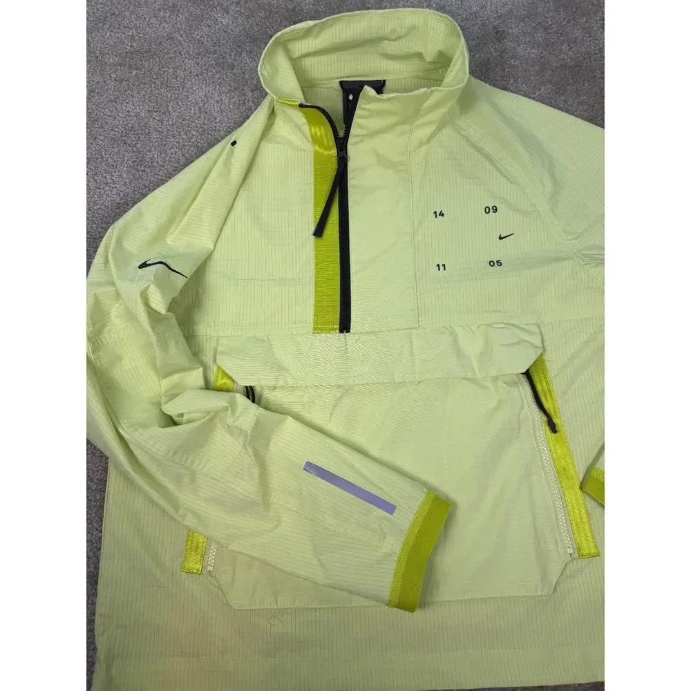 Nike Tech Pack Jacket Mens Small Yellow 1/2 Zip Pullover Windbreaker CK0710-010